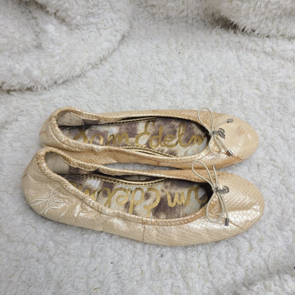 Sam Edelman Felicia Ivory Snakeskin Ballet Flats sz 6